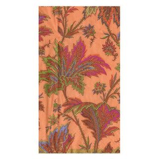 Caspari Paisley Leaves Coral Guest Towels - includes 15 Guest Towels 18761G