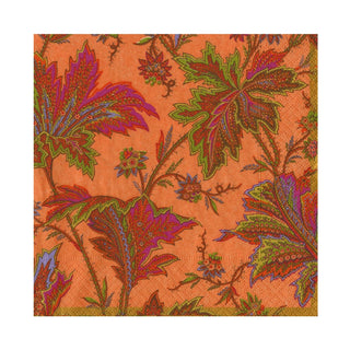 Caspari Paisley Leaves Coral Luncheon Napkins - includes 20 Luncheon Napkins 18761L