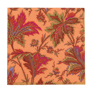 Caspari Paisley Leaves Coral Luncheon Napkins - includes 20 Luncheon Napkins 18761L