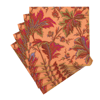 Caspari Paisley Leaves Coral Luncheon Napkins - includes 20 Luncheon Napkins 18761L