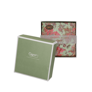 Caspari Paisley Leaves Sage Green Boxed Cocktail Napkins - includes 12 Boxed Cocktail Napkins 18762B