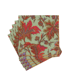 Caspari Paisley Leaves Sage Green Cocktail Napkins - includes 20 Cocktail Napkins 18762C