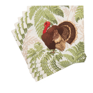 Turkey Among Ferns Luncheon Napkins - includes 20 Luncheon Napkins