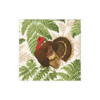 Caspari Turkey Among Ferns Cocktail Napkins - includes 12 Cocktail Napkins 18770C