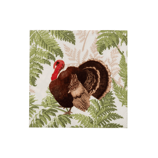 Caspari Turkey Among Ferns Cocktail Napkins - includes 20 Cocktail Napkins 18770C