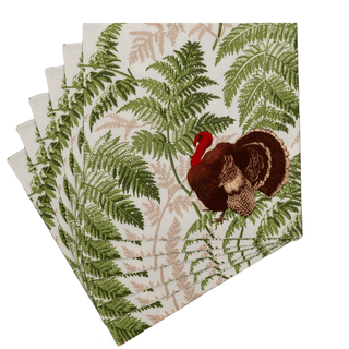 Caspari Turkey Among Ferns Dinner Napkins - includes 20 Dinner Napkins 18770D