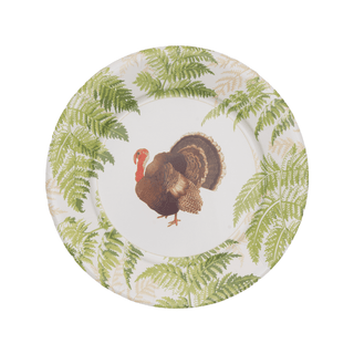 Caspari Turkey Among Ferns Paper Dinner Plates - includes 8 Paper Dinner Plates 18770DP