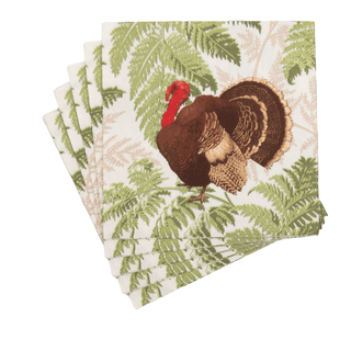 Caspari Turkey Among Ferns Luncheon Napkins - includes 20 Luncheon Napkins 18770L