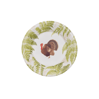 Caspari Turkey Among Ferns Paper Salad & Dessert Plates - includes 8 Paper Salad & Dessert Plates 18770SP