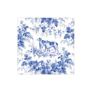 Caspari Hunting Toile Blue Cocktail Napkins - includes 12 Cocktail Napkins 18780C