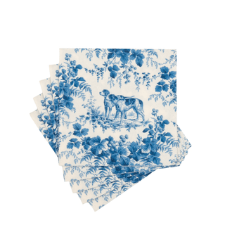 Caspari Hunting Toile Blue Cocktail Napkins - includes 20 Cocktail Napkins 18780C