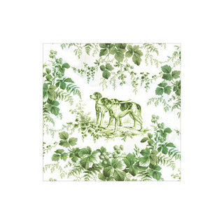 Caspari Hunting Toile Evergreen Cocktail Napkins - includes 12 Cocktail Napkins 18781C