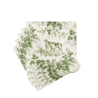 Caspari Hunting Toile Evergreen Cocktail Napkins - includes 20 Cocktail Napkins 18781C
