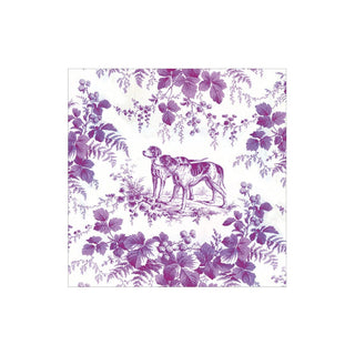 Caspari Hunting Toile Aubergine Cocktail Napkins - includes 12 Cocktail Napkins 18782C