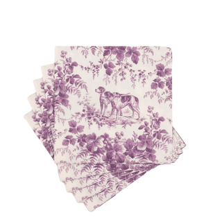 Caspari Hunting Toile Aubergine Cocktail Napkins - includes 20 Cocktail Napkins 18782C