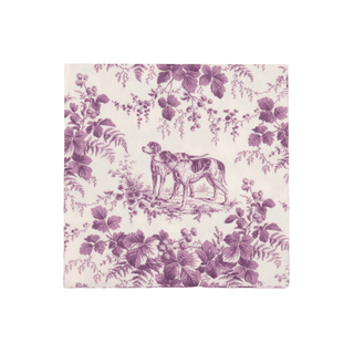 Caspari Hunting Toile Aubergine Cocktail Napkins - includes 20 Cocktail Napkins 18782C