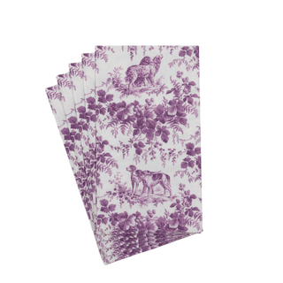 Caspari Hunting Toile Aubergine Guest Towels - includes 15 Guest Towels 18782G