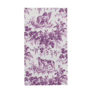 Caspari Hunting Toile Aubergine Guest Towels - includes 15 Guest Towels 18782G