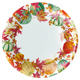 Caspari Gourds And Leaves Paper Dinner Plates - includes 8 Paper Dinner Plates 18790DP