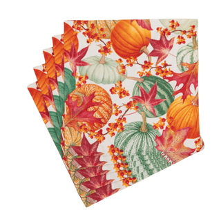 Caspari Gourds and Leaves Recycled Luncheon Napkins - includes 20 Luncheon Napkins 18790EL