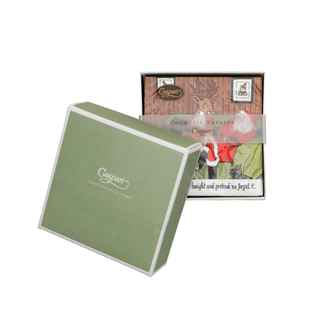 Caspari Santa At Home Boxed Cocktail Napkins - includes 12 Boxed Cocktail Napkins 18820B