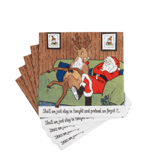Caspari Santa At Home Cocktail Napkins - includes 20 Cocktail Napkins 18820C
