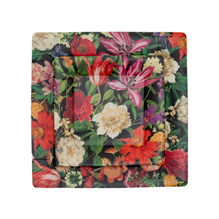 Dutch Floral Black Square Paper Salad & Dessert Plates - includes 8 Paper Salad & Dessert Plates