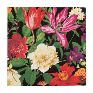 Dutch Floral Black Luncheon Napkins - includes 20 Luncheon Napkins