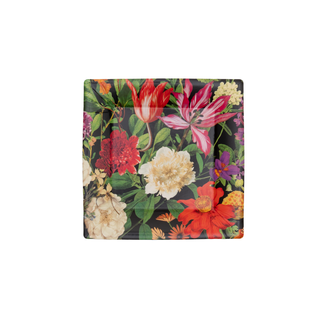 Dutch Floral Black Square Paper Salad & Dessert Plates - includes 8 Paper Salad & Dessert Plates
