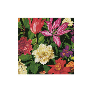 Caspari Dutch Floral Black Cocktail Napkins - includes 12 Cocktail Napkins 18850C