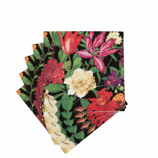 Caspari Dutch Floral Black Cocktail Napkins - includes 20 Cocktail Napkins 18850C
