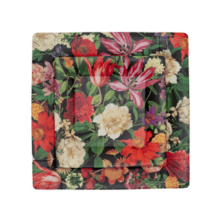 Caspari Dutch Floral Black Square Paper Salad & Dessert Plates - includes 8 Paper Salad & Dessert Plates 18850DP