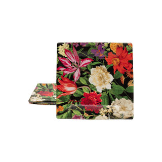 Caspari Dutch Floral Black Square Paper Salad & Dessert Plates - includes 8 Paper Salad & Dessert Plates 18850SP