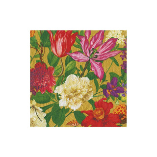 Caspari Dutch Floral Gold Cocktail Napkins - includes 12 Cocktail Napkins 18851C