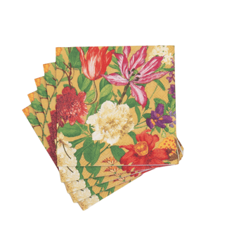 Caspari Dutch Floral Gold Cocktail Napkins - includes 20 Cocktail Napkins 18851C