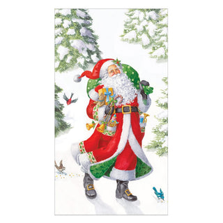 Caspari Woodland Santa Guest Towels - includes 15 Guest Towels 18900EG