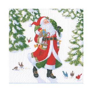 Caspari Woodland Santa Luncheon Napkins - includes 20 Luncheon Napkins 18900EL