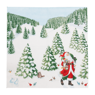 Caspari Woodland Santa Recycled Luncheon Napkins - includes 20 Luncheon Napkins 18900EL