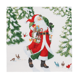 Caspari Woodland Santa Recycled Luncheon Napkins - includes 20 Luncheon Napkins 18900EL