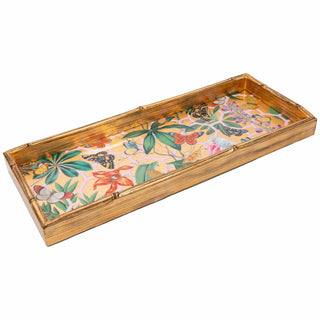 Caspari Kaleidoscope Bamboo Edge Lacquer Bar Tray 18930LQBARBAM