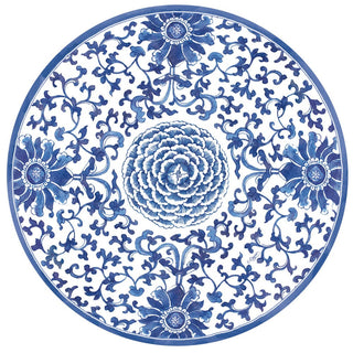 Caspari Indigo Garden Blue/White Luxury Paper Dinner Plates - package of 8 18940DP