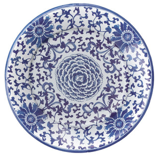 Caspari Indigo Garden Blue/White Paper Dinner Plates - package of 8 18940DP