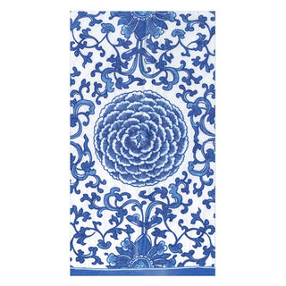 Caspari Indigo Garden Blue/White Guest Towel - package of 15 18940G