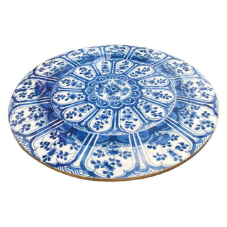 Caspari Indigo Garden Round Lacquer Placemat 18940LQPMRND