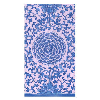 Caspari Indigo Garden Blue/Pink Guest Towel - package of 15 18941G