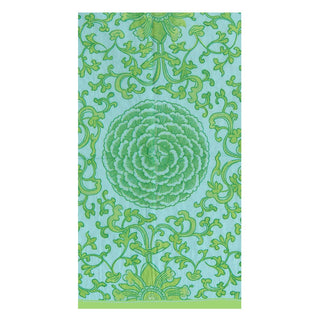 Caspari Indigo Garden Jade/Turquoise Guest Towel - package of 15 18942G