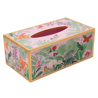 Caspari Paradise Garden Rectangle Lacquer Tissue Box Cover 18950LQRECTIS