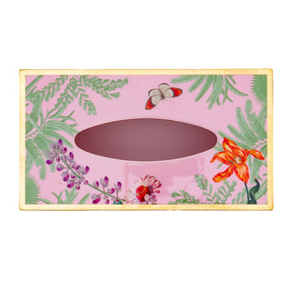 Caspari Paradise Garden Rectangle Lacquer Tissue Box Cover 18950LQRECTIS