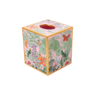 Caspari Paradise Garden Square Lacquer Tissue Box Cover 18950LQSQTIS