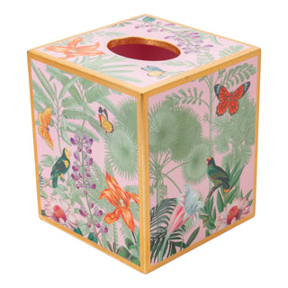 Caspari Paradise Garden Square Lacquer Tissue Box Cover 18950LQSQTIS